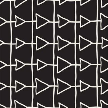 Vector Seamless Pattern. Abstract Background With Brush Lines. Monochrome Hand イラスト素材