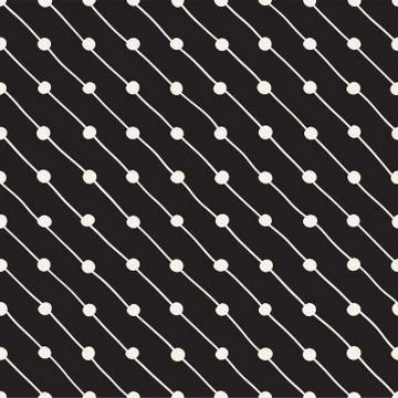 Vector Seamless Pattern. Abstract Background With Brush Lines. Monochrome Hand Illustrazione stock