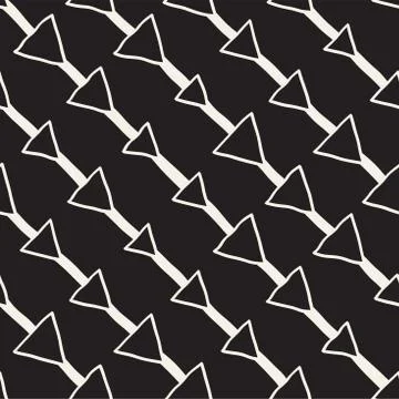 Vector Seamless Pattern. Abstract Background With Brush Lines. Monochrome Hand Stock Illustration