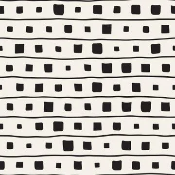 Vector Seamless Pattern. Abstract Background With Brush Lines. Monochrome Hand Stock Illustration