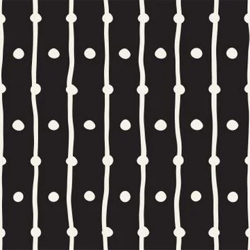 Vector Seamless Pattern. Abstract Background With Brush Lines. Monochrome H.. Stock Illustration