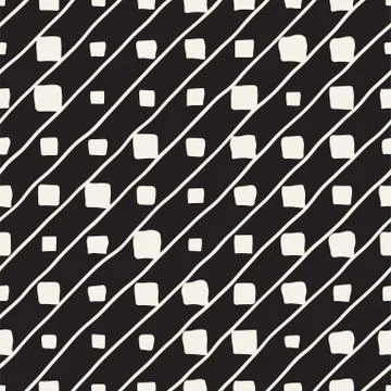 Vector Seamless Pattern. Abstract Background With Brush Lines. Monochrome H.. Illustrazione stock