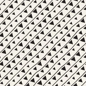 Vector Seamless Pattern. Abstract Background With Brush Lines. Monochrome H.. Stock Illustration