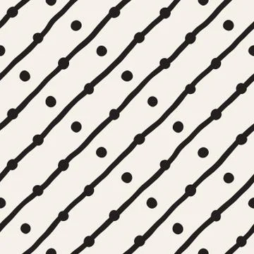 Vector Seamless Pattern. Abstract Background With Brush Lines. Monochrome H.. Stock Illustration