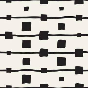 Vector Seamless Pattern. Abstract Background With Brush Lines. Monochrome H.. Illustrazione stock