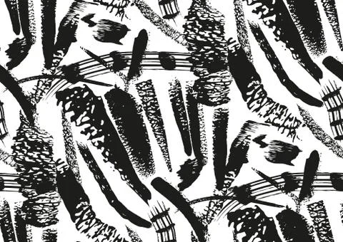 Vector seamless pattern. Abstract background with brush strokes. Stock Illustration