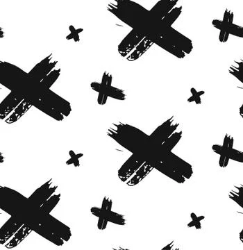 Vector seamless pattern. Abstract background with brush strokes. Monochrome hand Stock Illustration