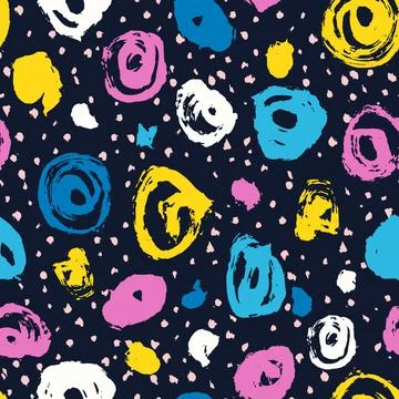 Vector seamless pattern. Abstract background with brush circles. Fabric hand Illustrazione stock