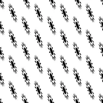 Vector seamless pattern with abstract black hand drawn flattened sun on white Stock Illustration