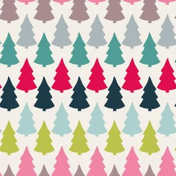 Vector seamless pattern with abstract christmas tree Stock Illustration