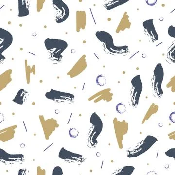 Vector seamless pattern of abstract elements and dry brush lines. Background  Stock Illustration