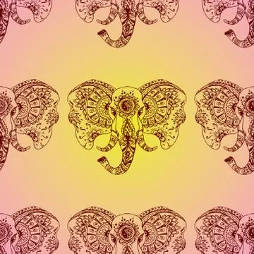 Vector seamless pattern abstract elephant Stock Illustration