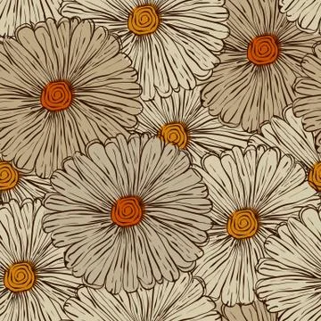 Vector seamless pattern with abstract flowers Stock Illustration
