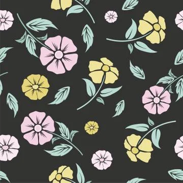 Vector seamless pattern of abstract flowers. Stock Illustration