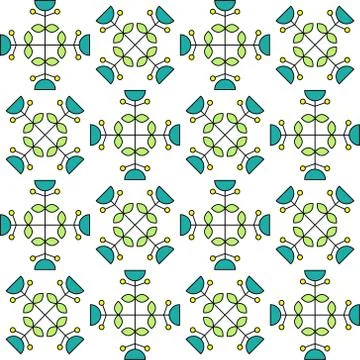 Vector seamless pattern with abstract flowers Stock Illustration