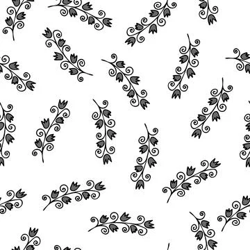 Vector seamless pattern with abstract flowers on white background Stock Illustration