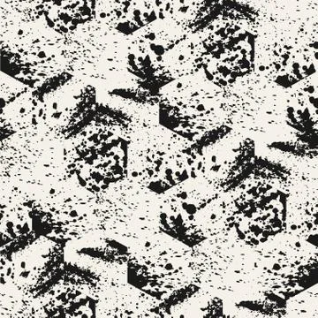 Vector seamless pattern. Abstract grunge background with black Stock Illustration