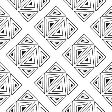 Vector seamless pattern with abstract hand drawn rhombus square and triangle  Stock Illustration