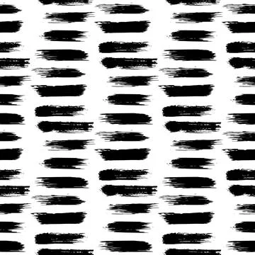 Vector seamless pattern with abstract hand drawn brush strokes on white backg Stock Illustration