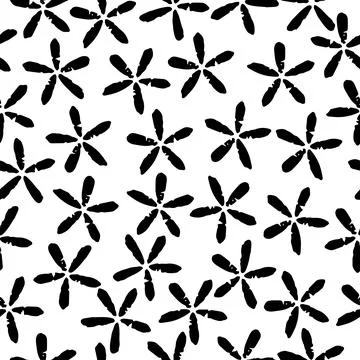 Vector seamless pattern with abstract hand drawn flowers on white background Stock Illustration