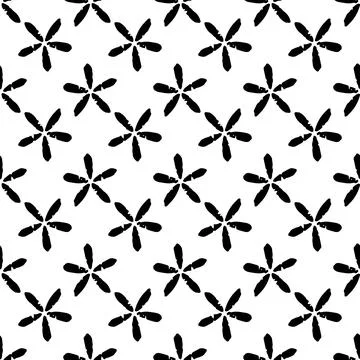 Vector seamless pattern with abstract hand drawn flowers on white background Stock Illustration