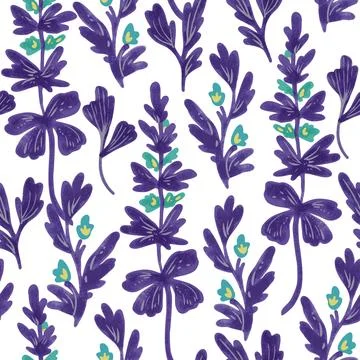 Vector seamless pattern with abstract hand drawn romantic floral elements for Stock Illustration