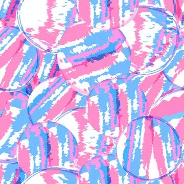 Vector seamless pattern with abstract multicolored circles. Brush stroke illu Stock Illustration