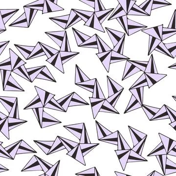 Vector seamless pattern with abstract origami hand drawn elements on white ba Stock Illustration