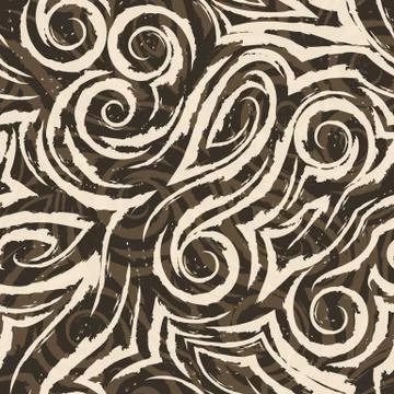 Vector seamless pattern of abstract shapes and splashes. on a brown background Stock-Illustration