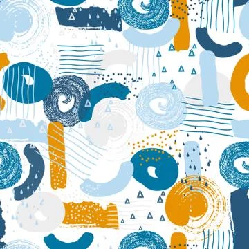 Vector seamless pattern with abstract shapes and scribbles. Creative textures Illustrazione stock