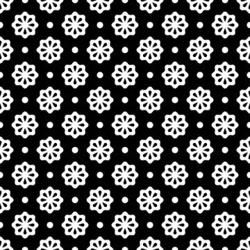 Vector seamless pattern. Abstract simple flower design. White elements on a イラスト素材