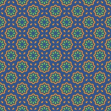 Vector seamless pattern. Abstract simple flower design. Orange and green Stockillustratie
