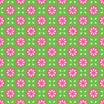 Vector seamless pattern. Abstract simple flower design. Pink and white elements イラスト素材