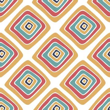 Vector seamless pattern with abstract square, swirl on white bakground 스톡 일러스트