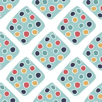 Vector seamless pattern with abstract square, swirl on white bakground Stock Illustration