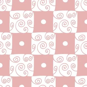 Vector seamless pattern with abstract square, swirl on white bakground Stock Illustration