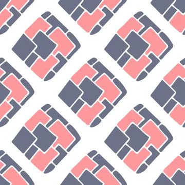 Vector seamless pattern with abstract square, swirl on white bakground Stock Illustration