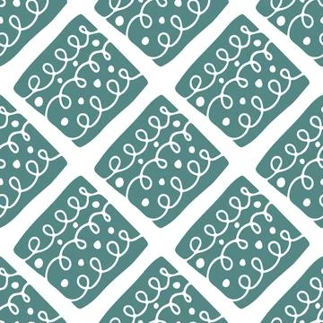 Vector seamless pattern with abstract square, swirl on white bakground イラスト素材