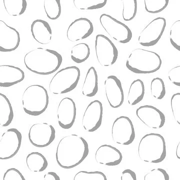 Vector seamless pattern with abstract stains, stones on white background. Han Stock Illustration