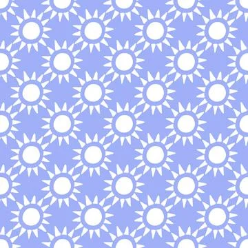 Vector seamless pattern with abstract sun on blue background Stock Illustration