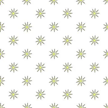 Vector seamless pattern with abstract sun on white background Stock Illustration