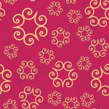 Vector seamless pattern with abstract yellow color ornament. Floral mandala Stock Illustration