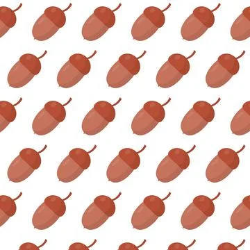 Vector seamless pattern with acorn in flat style Stock Illustration