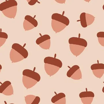 Vector seamless pattern with acorns. Autumn nature pattern in hand drawn style Stock Illustration