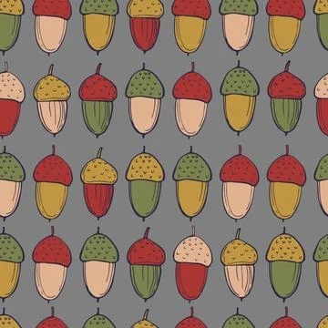 Vector seamless pattern with  acorns Stock Illustration