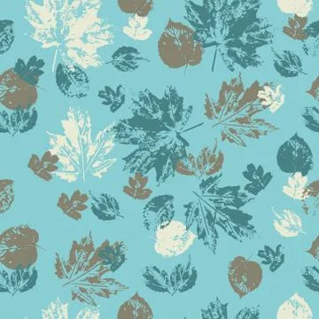 Vector seamless pattern with acrylic leaf prints Stock Illustration