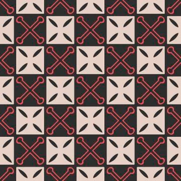 Vector seamless pattern with adinkra symbols. Ritual screen printing of African Illustrazione stock