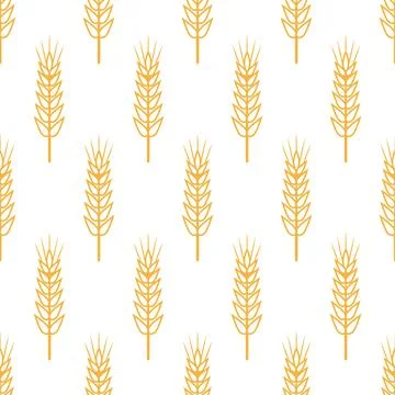 Vector Seamless Pattern with Agriculture Wheat, Cereal Ears. Organic Wheat, Rice 스톡 일러스트