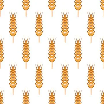 Vector Seamless Pattern with Agriculture Wheat, Cereal Ears. Organic Wheat, Rice Stock Illustration