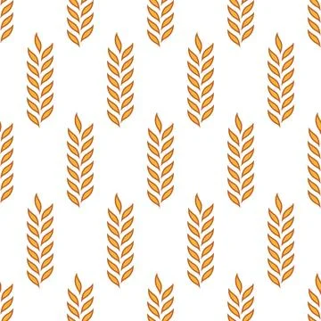 Vector Seamless Pattern with Agriculture Wheat, Cereal Ears. Organic Wheat, Rice 스톡 일러스트